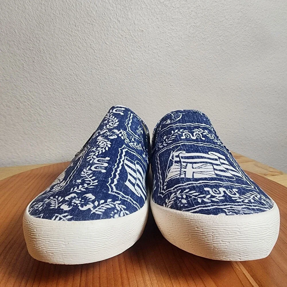 SeaVees Reyn Spooner Baja Shoes Mens Size 9.5 Hawaiian Floral Canvas Slip On